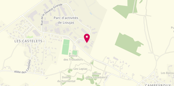 Plan de A-Vélo, Rue du Senecon parc Activité de Lioujas, 12740 Lioujas La Loubière